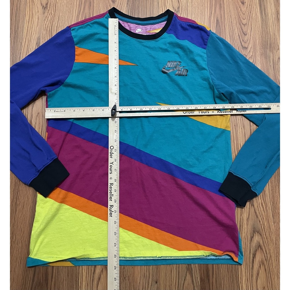 Nike Air T-Shirt Mens Large Retro Geometric Colorblock Long Sleeve Athletic Cut - Picture 10 of 11